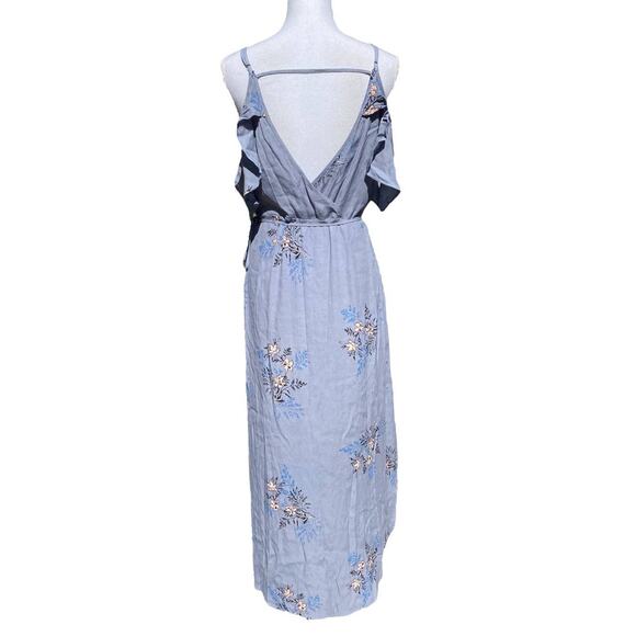 ASTR Gwyn Maxi Wrap Dress Blue Floral Women's Large ACDR94222 - Picture 6 of 15